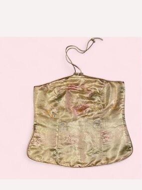 Vintage Silver Dragon Chinese Dodou Satin Halter corset